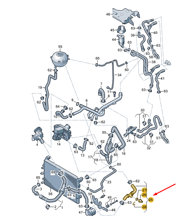 new vw transporter vi t6 coolant hose 7e0121086a original