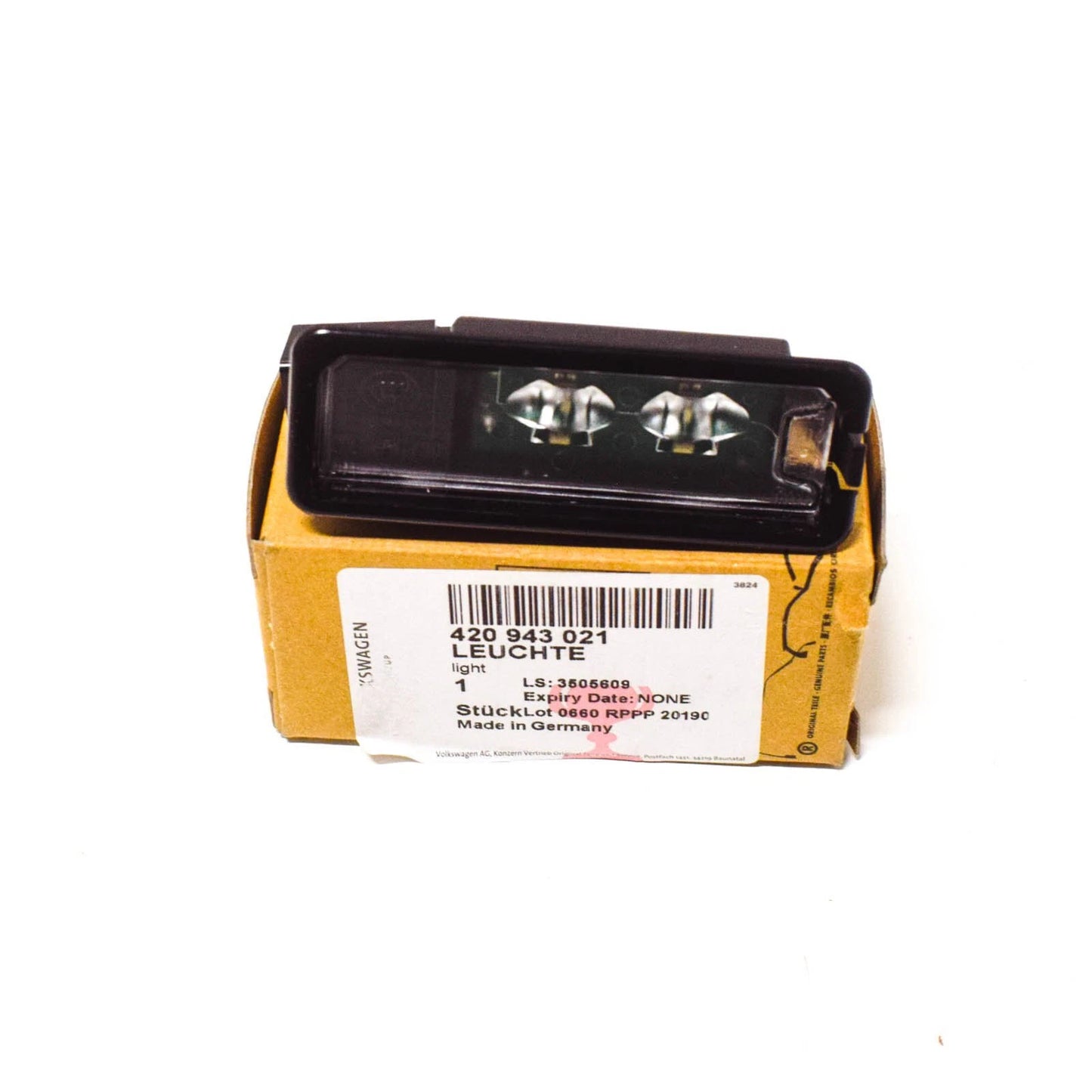 NEW AUDI R8 42 LICENSE PLATE NUMBER LED LIGHT 420943021 ORIGINAL