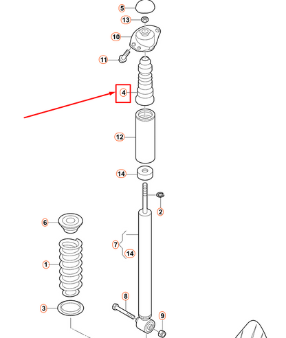 new audi a3 8l rear strut bump stop 1j0512131c original