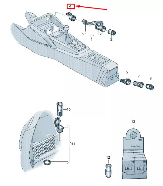 NEW AUDI Q2 GA 12 VOLT ACCESSORY POWER OUTLET HOUSING 8V0919340