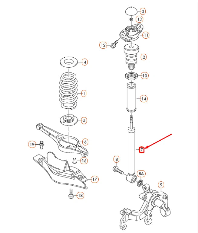 NEW VOLKSWAGEN EOS REAR GAS SHOCK ABSORBER 1Q0513029C ORIGINAL