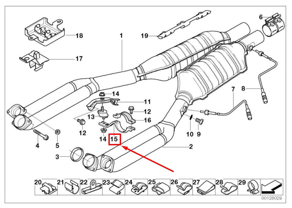 new bmw 7 e38 right exhaust pipe bracket 18211715872 1715872 original