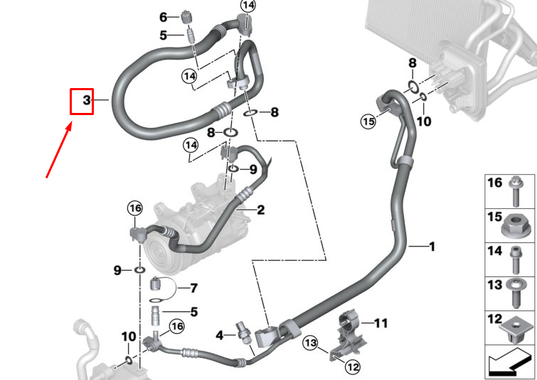 new bmw x3 g01 evaporator-compressor suction pipe 64539385179 original