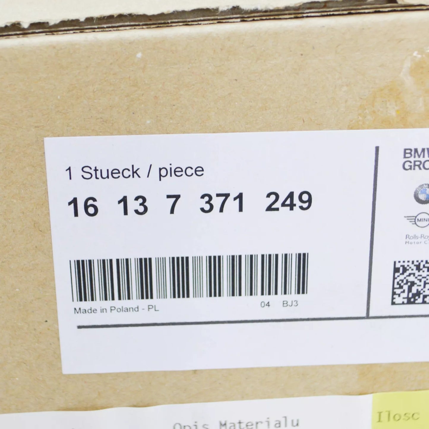 NEW BMW 5 G30 ACTIVATED CHARCOAL FILTER 16137371249 7371249 ORIGINAL