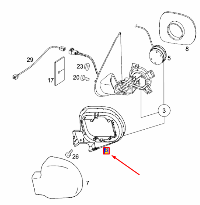 new mercedes-benz a w168 front right door mirror frame a16381102357167 original