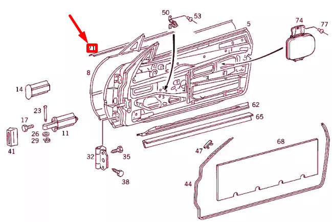 NEW MB SL R129 FRONT RIGHT DOOR WINDOW GARNISH MOLDING A1296900280 ORIGINAL
