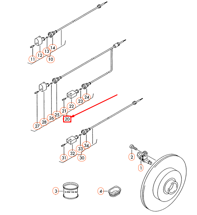 NEW VW TRANSPORTER T5 REAR RIGHT SPEED SENSOR WIRING HARNESS 7H0927904A ORIGINAL
