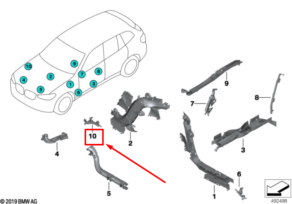 new bmw x4 g02 wiring duct 61136802121 6802121 original