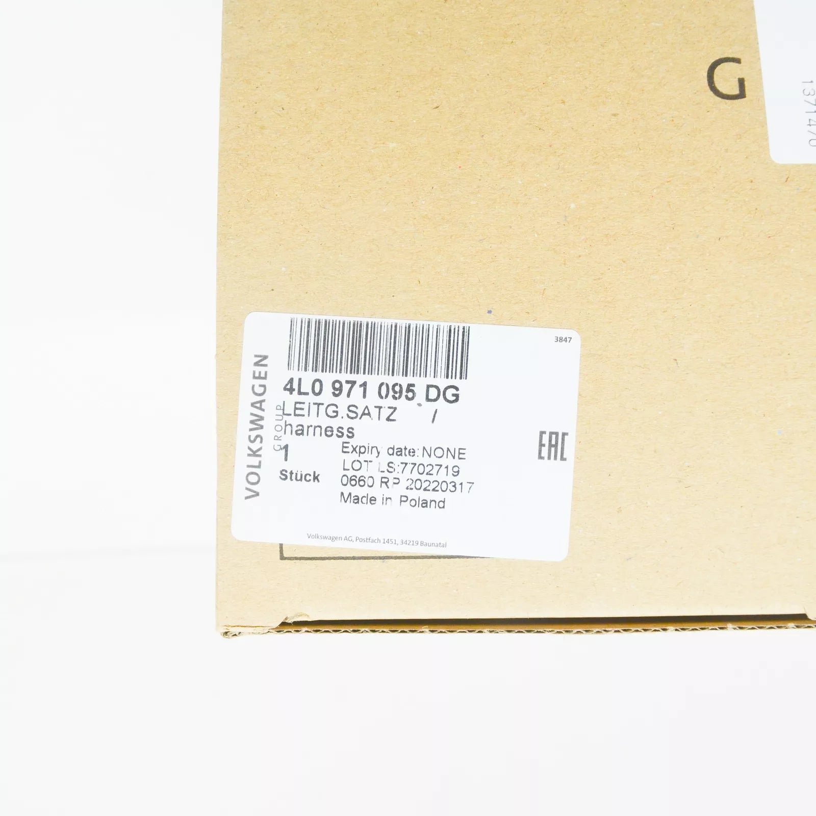 NEW AUDI Q7 4L FRONT BUMPER PARKING AID WIRING SET 4L0971095DG ORIGINAL