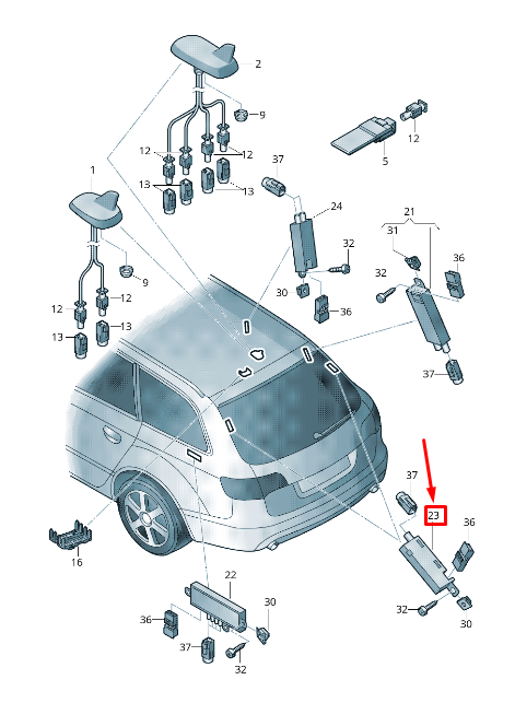 new audi a4 avant b8 rear left antenna amplifier 8k9035225a original