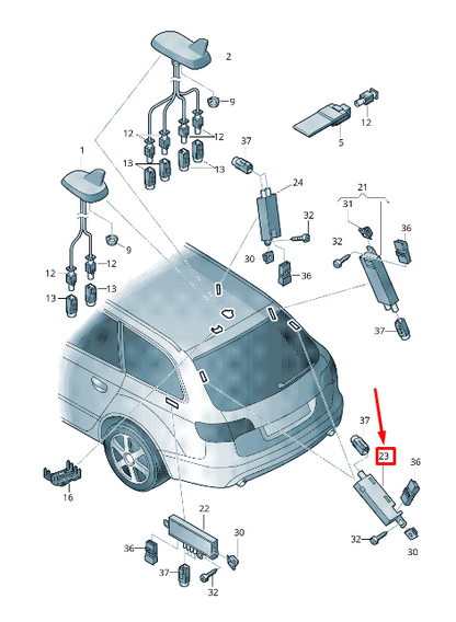 new audi a4 avant b8 rear left antenna amplifier 8k9035225a original