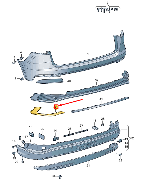 new audi q4 e-tron rear left bumper trim 89a853053tb2 original