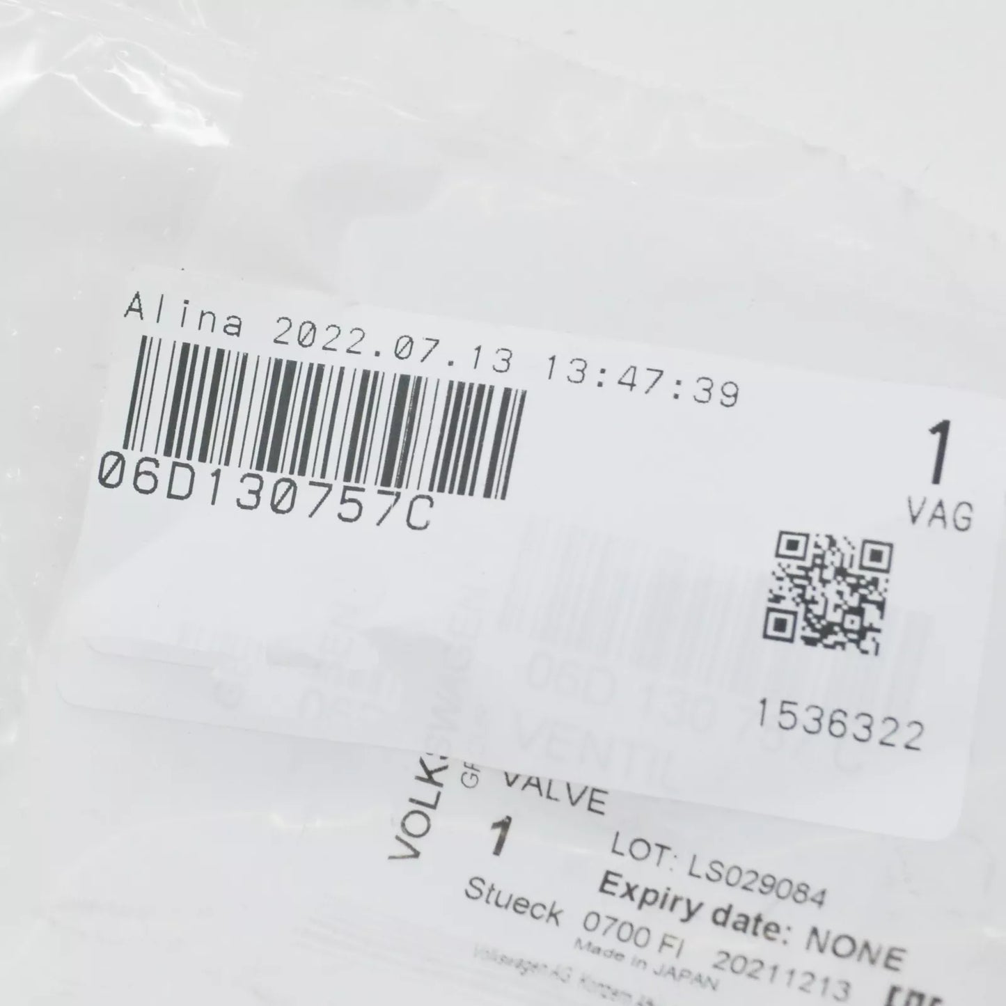 NEW AUDI A3 8P PRESSURE RELIEF VALVE 06D130757C