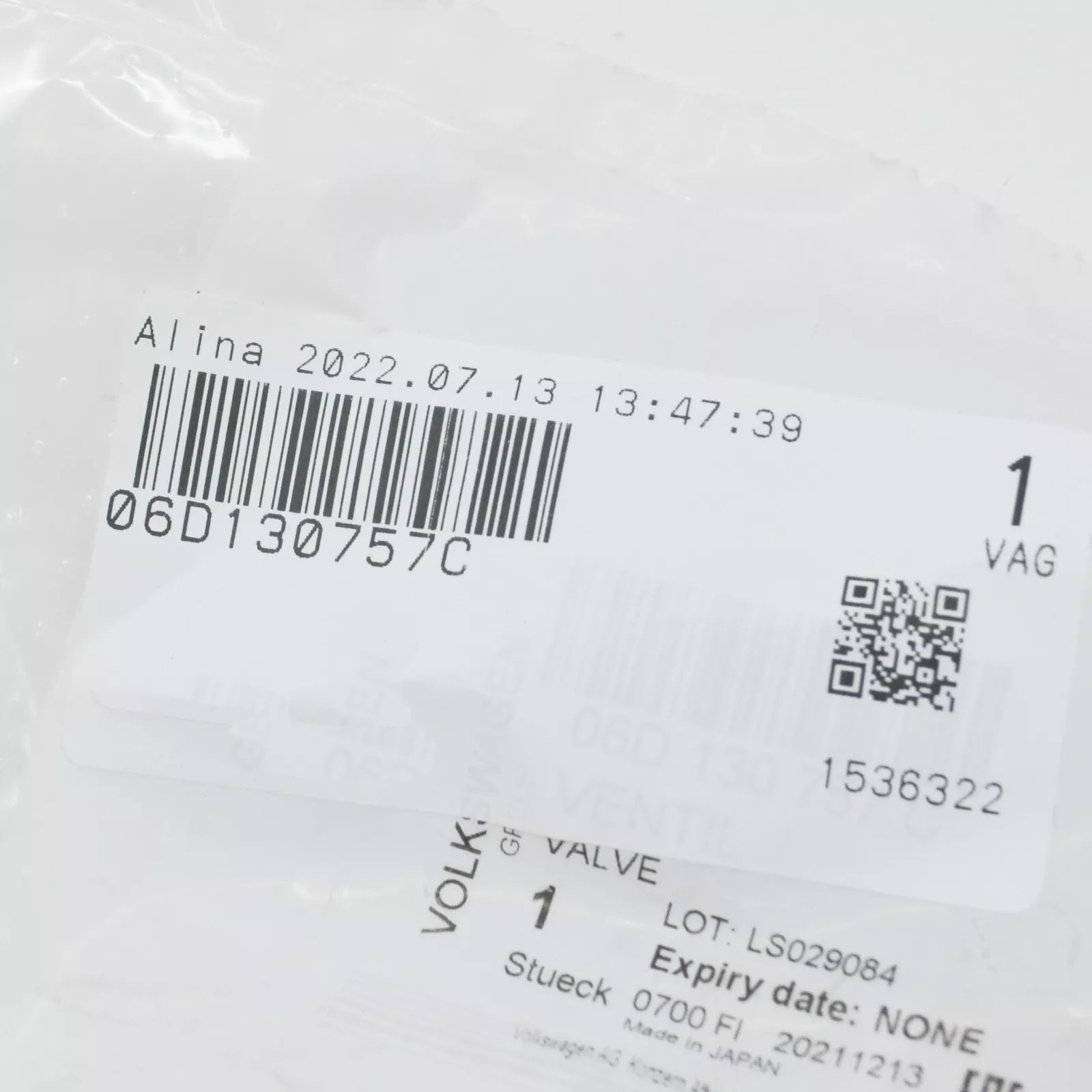 NEW AUDI A3 8P PRESSURE RELIEF VALVE 06D130757C