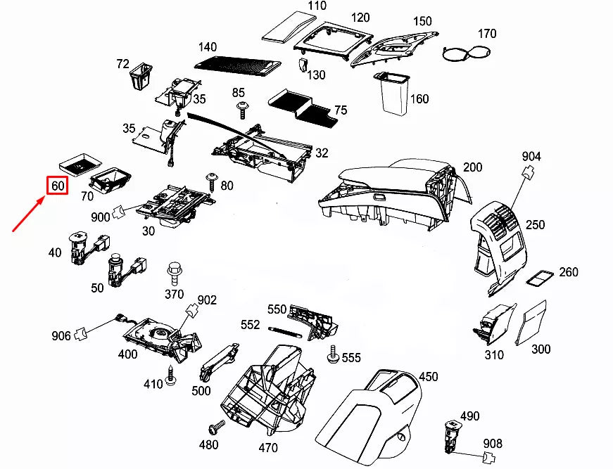 NEW MERCEDES-BENZ C-CLASS W204 ASHTRAY INSERT BLACK PAD A2046830594