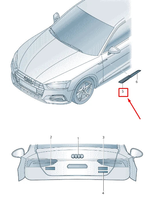 NEW AUDI A5 SPORTBACK F5 FRONT RIGHT FENDER TRIM 8W6853602DT94 ORIGINAL