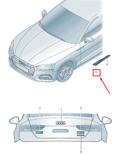 NEW AUDI A5 SPORTBACK F5 FRONT RIGHT FENDER TRIM 8W6853602DT94 ORIGINAL