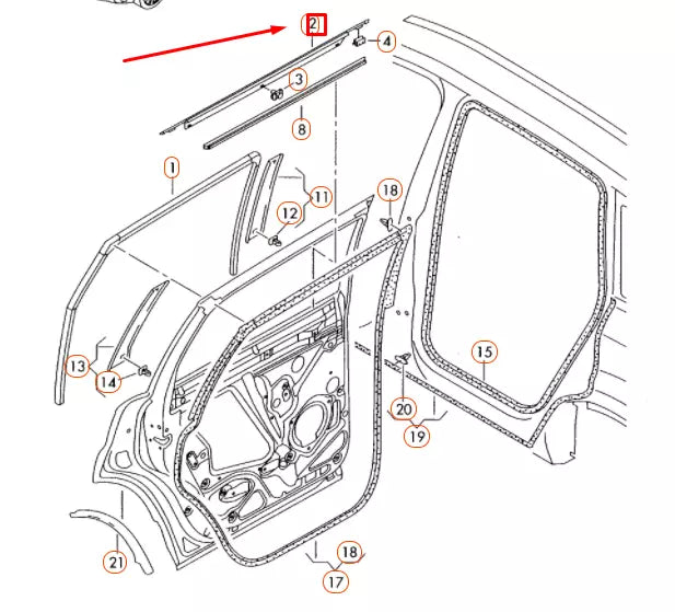 NEW AUDI Q7 4L REAR LEFT DOOR OUTER WINDOW APERTURE SEAL 4L0839477 ORIGINAL