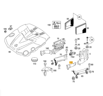 NEW MERCEDES-BENZ S-CLASS W221 AIR INTAKE PIPE HOSE A6420945197 ORIGINAL