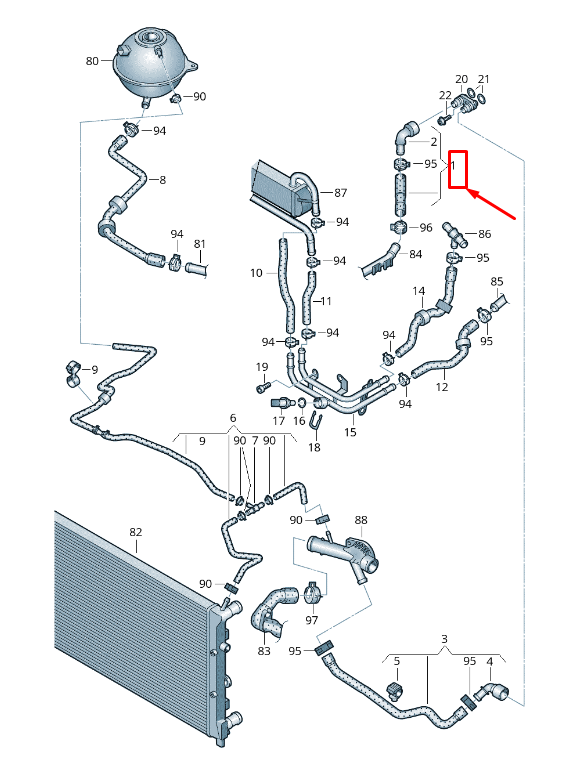 new audi a1 mk1 coolant hose with quick release coupling 6r0122073a original