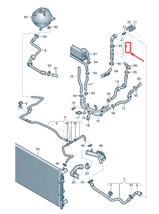 new audi a1 mk1 coolant hose with quick release coupling 6r0122073a original