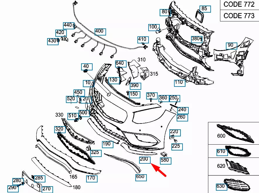 NEW MERCEDES-BENZ S COUPE C217 FRONT BUMPER RIGHT TRIM A2178851421 OEM
