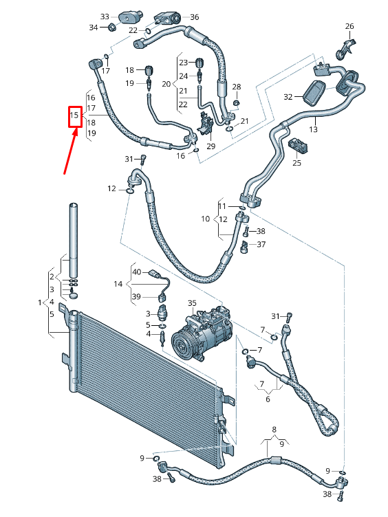 new audi q5 fy a/c refrigerant line lhd 80b820720 original