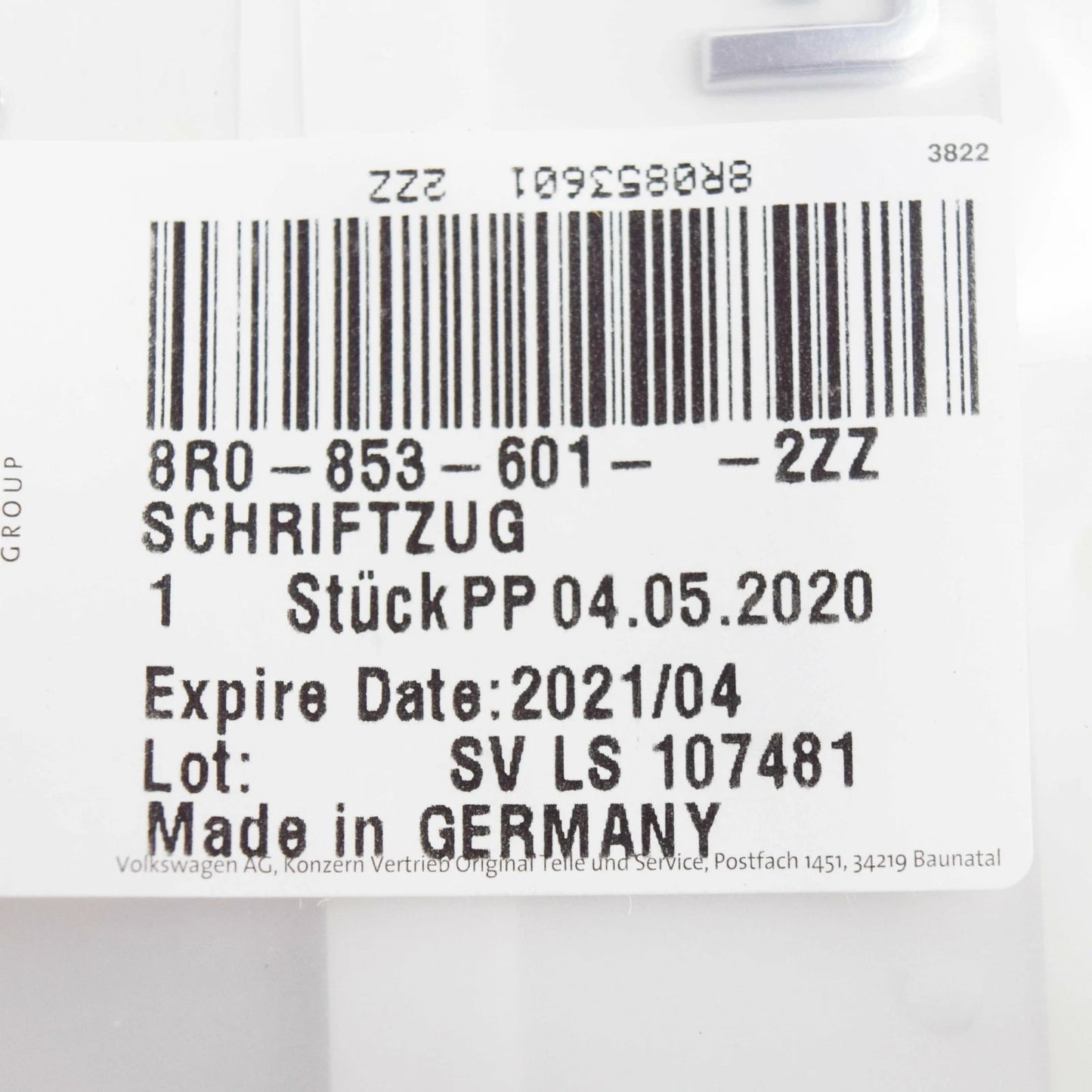 NEW AUDI A6 4G C7 FRONT FENDER HYBRID EMBLEM 8R08536012ZZ ORIGINAL