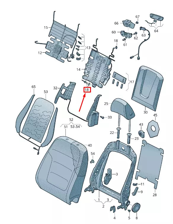 NEW VW TOUAREG 7P FRONT LEFT BACKREST MAT ATTACHMENT PARTS 8T0898955