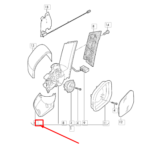 NEW VW CADDY 2K FRONT LEFT DOOR MIRROR LOWER TRIM 2K58576039B9 ORIGINAL