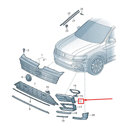 NEW VW TIGUAN AD FRONT RIGHT BUMPER GRILLE 5NA853666D 041 5NA853666D041 ORIGINAL