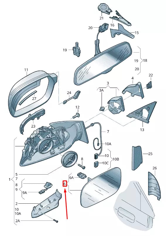 NEW AUDI A4 B8 FRONT LEFT SIDE HEATED MIRROR GLASS 8F0857535F ORIGINAL