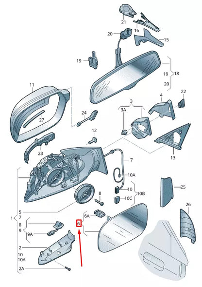 NEW AUDI A4 B8 FRONT LEFT SIDE HEATED MIRROR GLASS 8F0857535F ORIGINAL