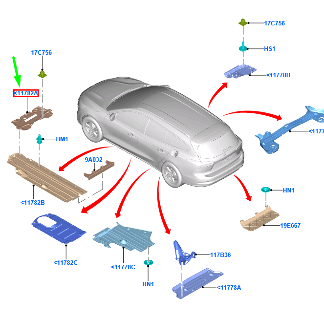 new ford focus mk4 engine compartment splash heat shield 2219145 original