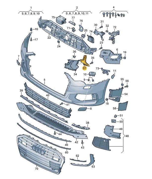 NEW AUDI A6 C8 FRONT BUMPER LEFT LOWER STRIKER PLATE 4K08076299B9 ORIGINAL