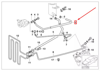 NEW BMW 5 E39 POWER STEERING FEED HOSE 32412228873 2228873 ORIGINAL