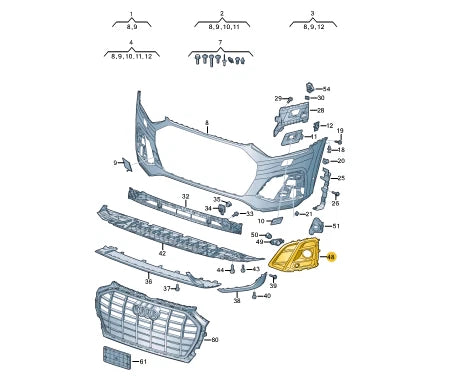 NEW AUDI Q5 FY FRONT BUMPER LEFT GRILLE 80A807679AGBMT