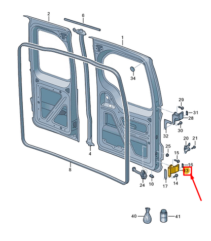 new vw caddy sb mk4 rear left lower door hinge 2k7827153a original