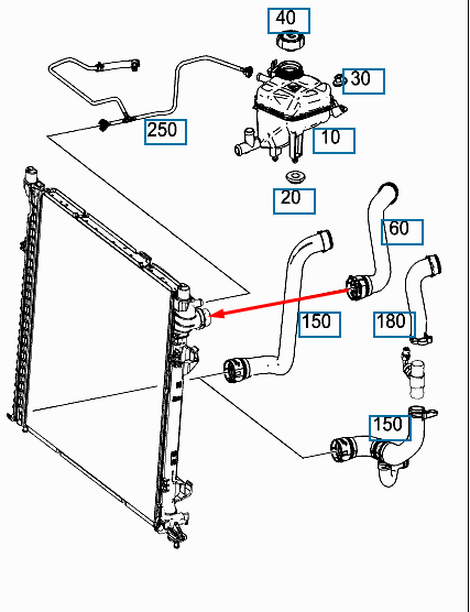 NEW MERCEDES-BENZ M W166 LEFT SIDE UPPER RADIATOR PIPE HOSE A1665001075 ORIGINAL