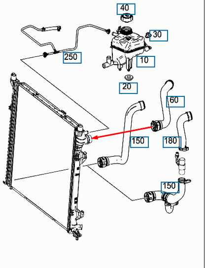 NEW MERCEDES-BENZ M W166 LEFT SIDE UPPER RADIATOR PIPE HOSE A1665001075 ORIGINAL