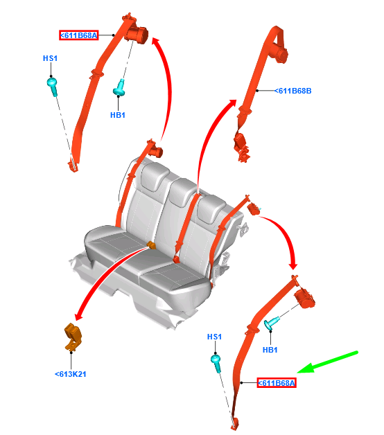 new ford fiesta mk6 wt rear left seatbelt 1814670 8v51-a611b69-aj original