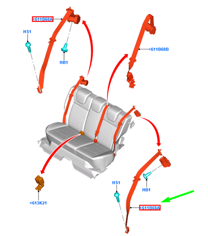 new ford fiesta mk6 wt rear left seatbelt 1814670 8v51-a611b69-aj original