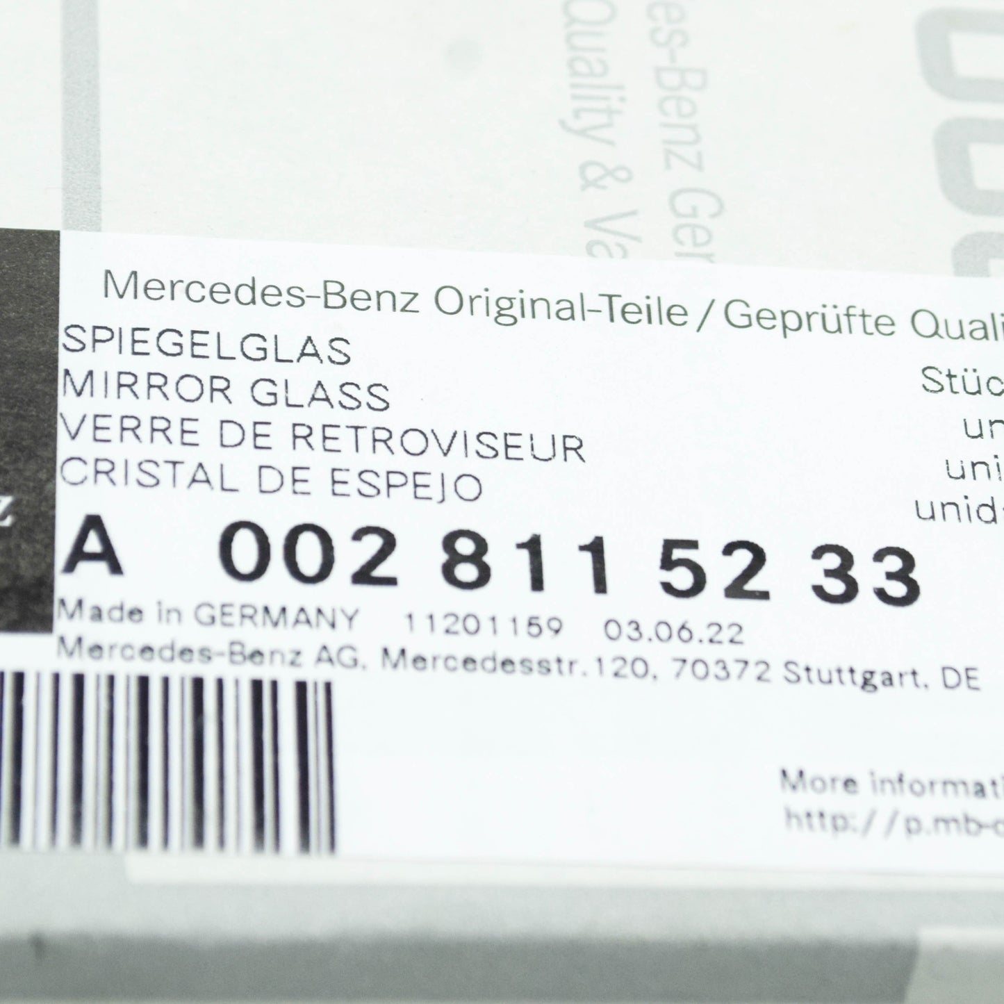 NEW MERCEDES-BENZ SPRINTER 906 FRONT LEFT MIRROR GLASS LHD A0028115233 ORIGINAL