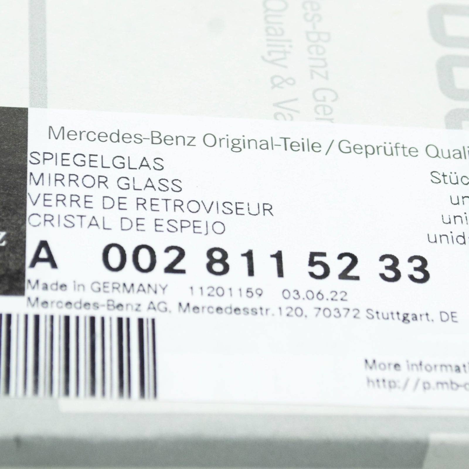 NEW MERCEDES-BENZ SPRINTER 906 FRONT LEFT MIRROR GLASS LHD A0028115233 ORIGINAL