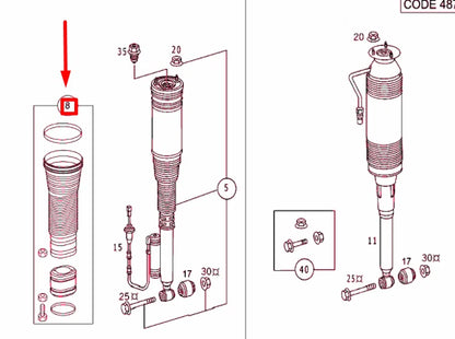 NEW MERCEDES-BENZ S W220 REAR HYDRO-PNEUMATIC SHOCK BOOT KIT A2203500237