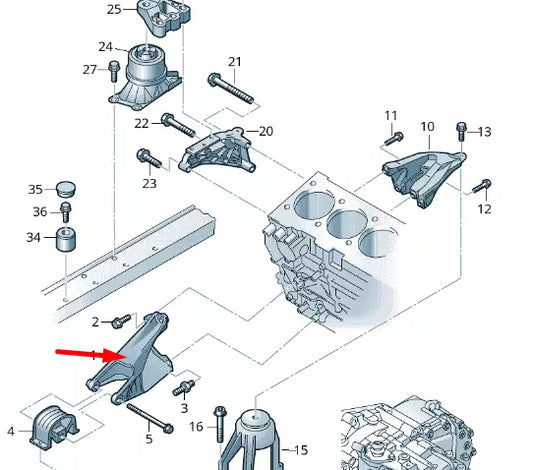NEW VOLKSWAGEN TRANSPORTER T5 FRONT ENGINE SUPPORT BRACKET 7E0199343C ORIGINAL