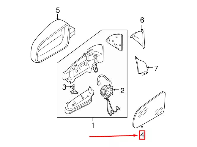 NEW AUDI A4 AVANT B7 FRONT RIGHT DOOR MIRROR GLASS 4F0857536AM ORIGINAL
