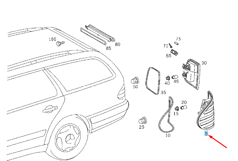 new mercedes-benz e s210 rear right outer taillight a2108205464 original