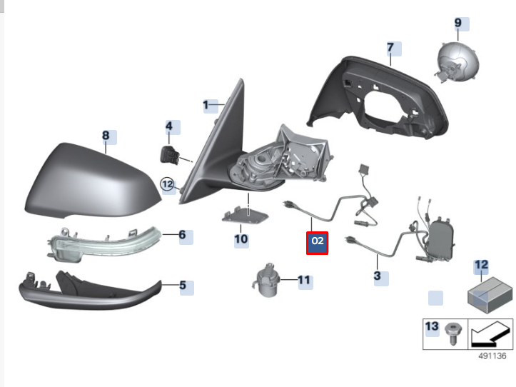 new bmw x1 f48 exterior mirror cable harness 51169492490 9492490 original