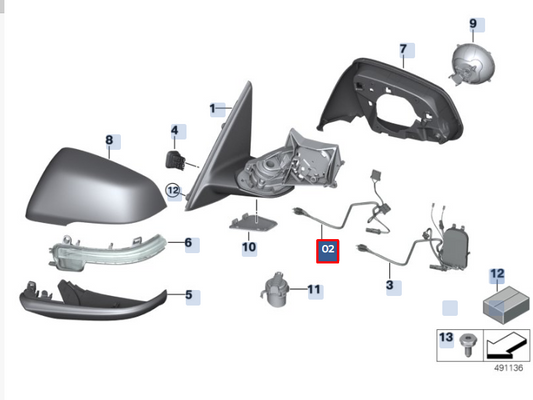 new bmw x1 f48 exterior mirror cable harness 51169492490 9492490 original